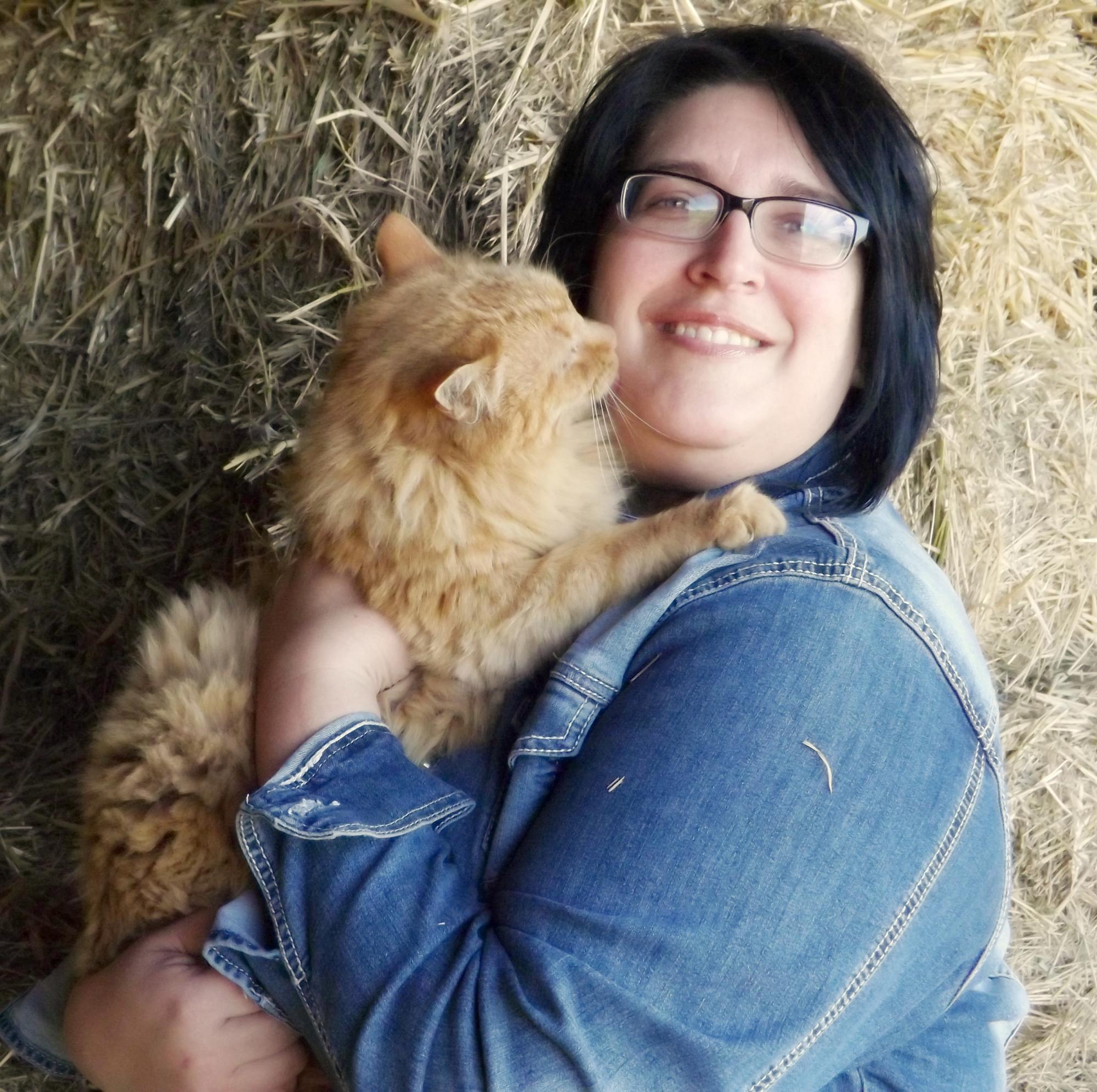 Team member Mary with her cat